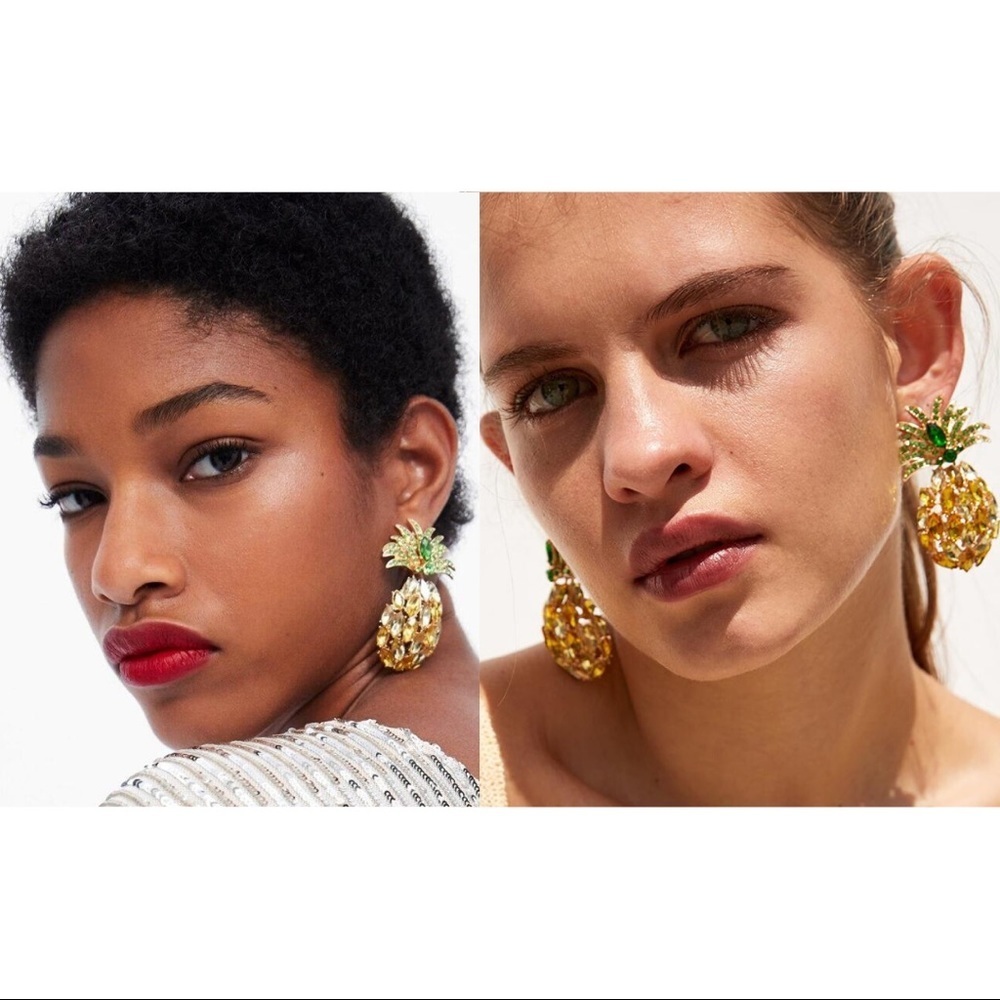 Pineapple Crystal Statement Drop Earrings